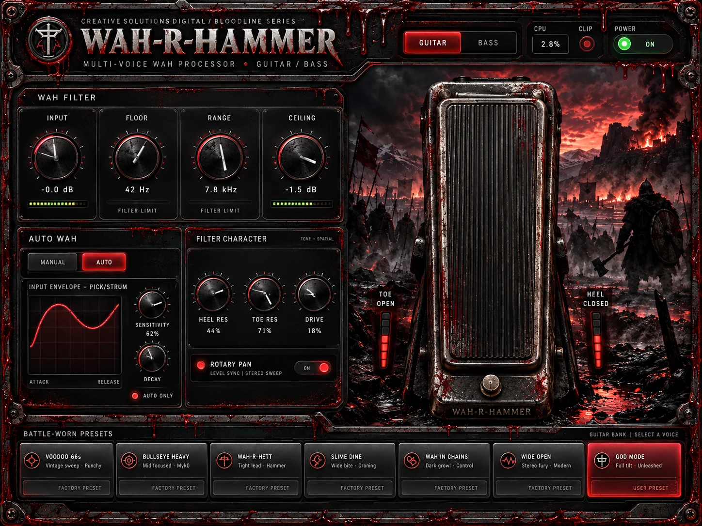 Wah-R-Hammer plugin interface concept with large expression pedal